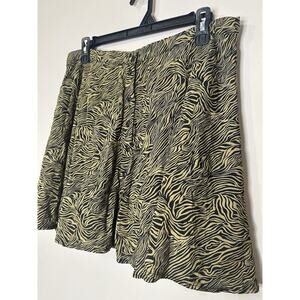 Urban Outfitters Zebra Print Mini Skirt Tan Black Button Front Flowy Y2K Size LG